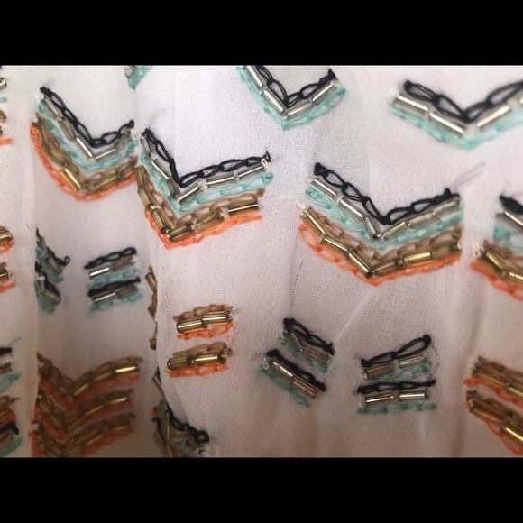 NWT Greylin XS Beaded Racer Back Tank White Lined - Picture 6 of 13